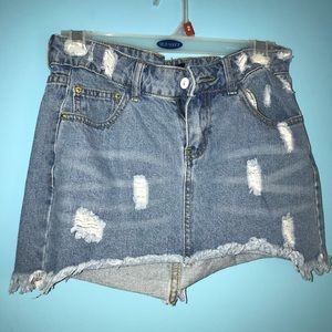 Jean distressed skirt